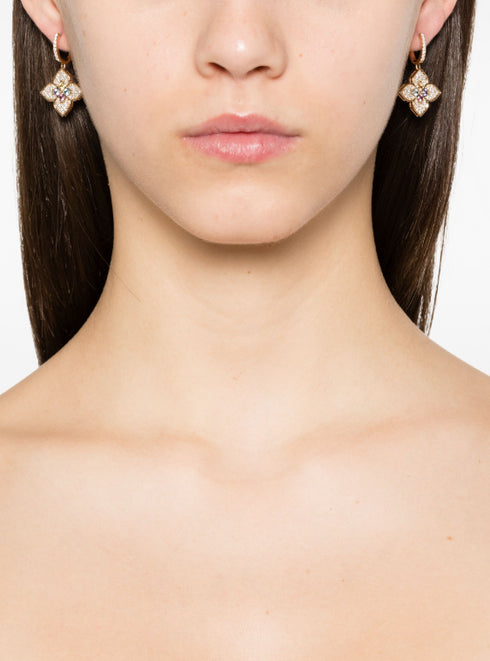 Pendientes multipiedra Princesa Flor en oro rosa de 18 quilates